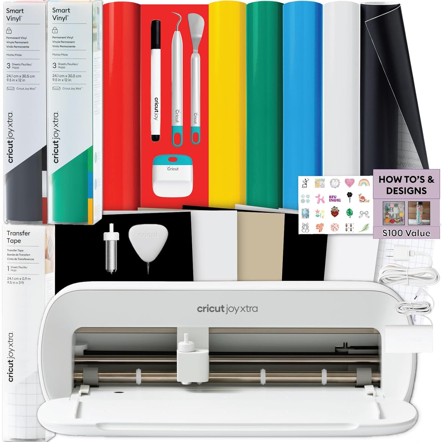 Cricut Joy Xtra Cutting Machine and Smart Vinyl Bundle for Labels, Decals & Custom Projects