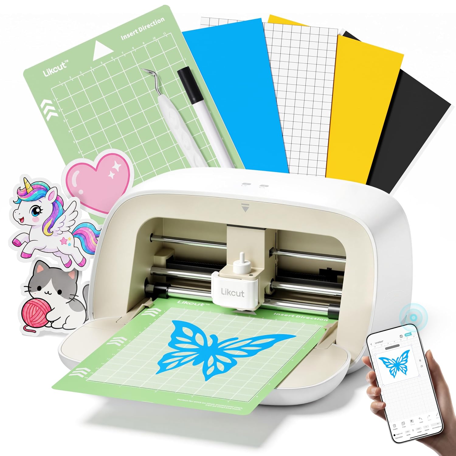 Likcut S501 Vinyl Cutter Machine, AI Sticker Cutter, 4.5" Wide Cutting